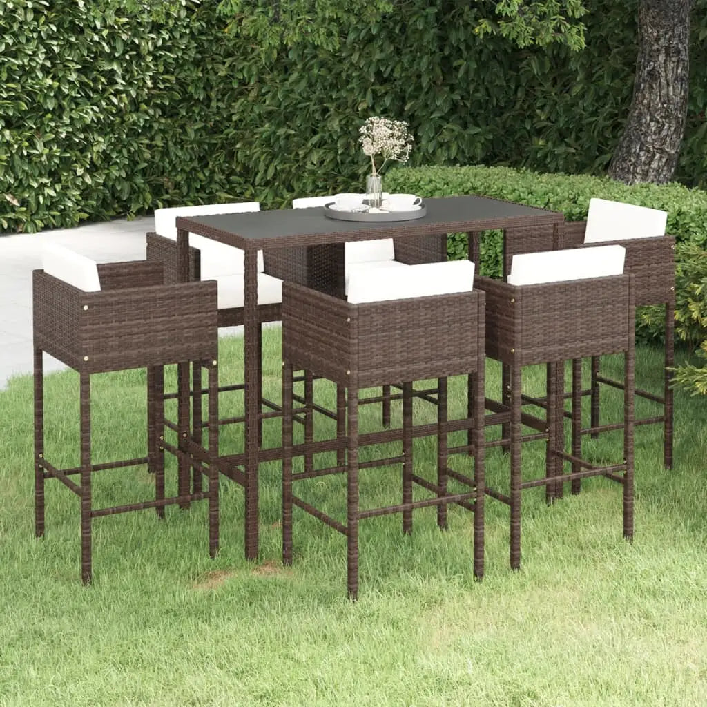 vidaXL Patio Bar Set Outdoor Bistro Set Bar Stool Bistro Table Poly Rattan - Outdoor Furniture Set