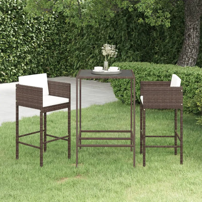 vidaXL Patio Bar Set Outdoor Bistro Set Bar Stool Bistro Table Poly Rattan - Outdoor Furniture Set