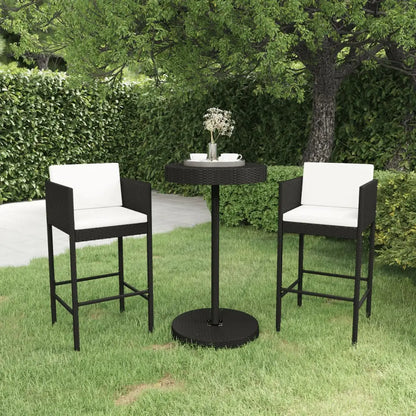 vidaXL Patio Bar Set with Cushions Poly Rattan Seat 3/5 Piece Multi Colors - Outdoor Furniture Set
