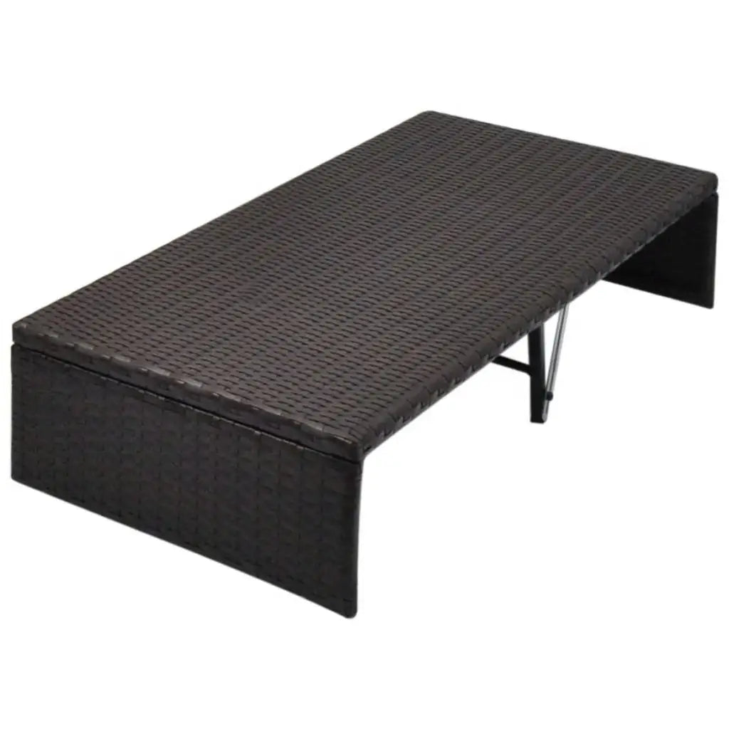 vidaXL Patio Bed Outdoor Patio Double Chaise Lounge with Canopy Poly Rattan - Brown - Outdoor Day Bed