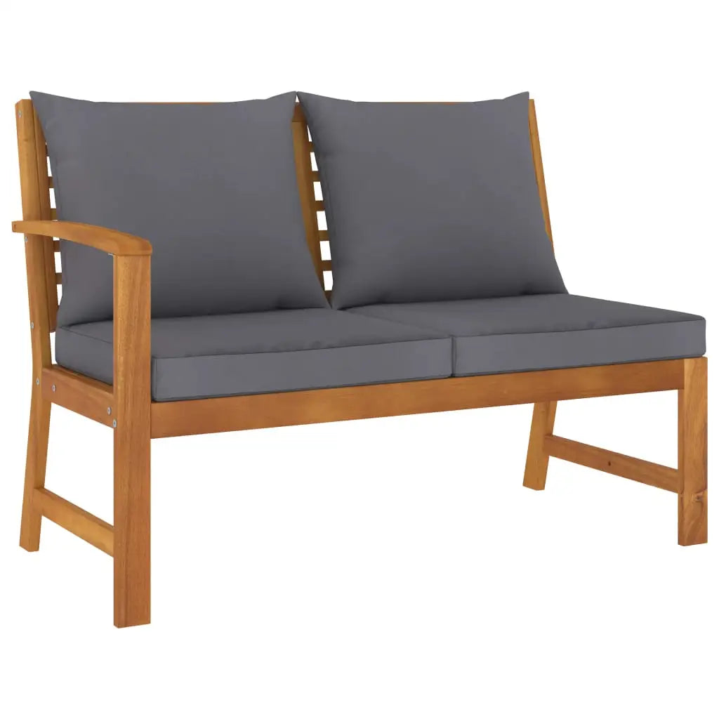 vidaXL Patio Bench 45.1’’ with Dark Gray Cushion Solid Acacia Wood - Patio Bench