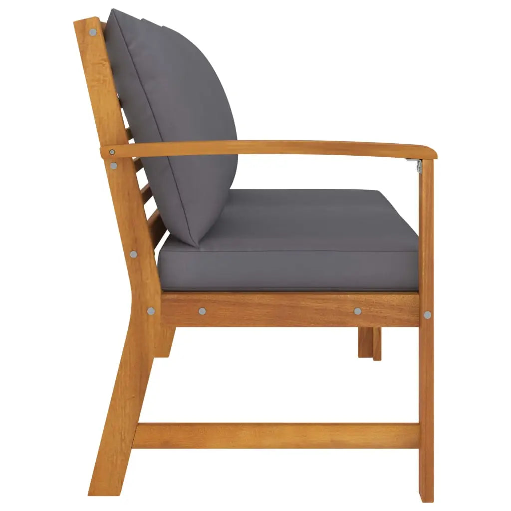 vidaXL Patio Bench 45.1’’ with Dark Gray Cushion Solid Acacia Wood - Patio Bench