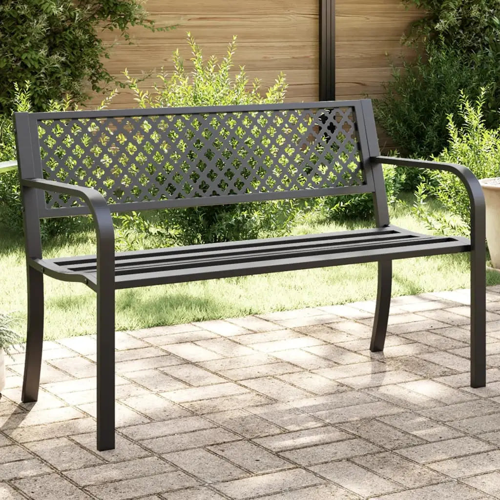vidaXL Patio Bench 46.9’’ Black Steel - Outdoor Bench