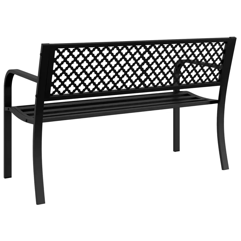 vidaXL Patio Bench 46.9’’ Black Steel - Outdoor Bench