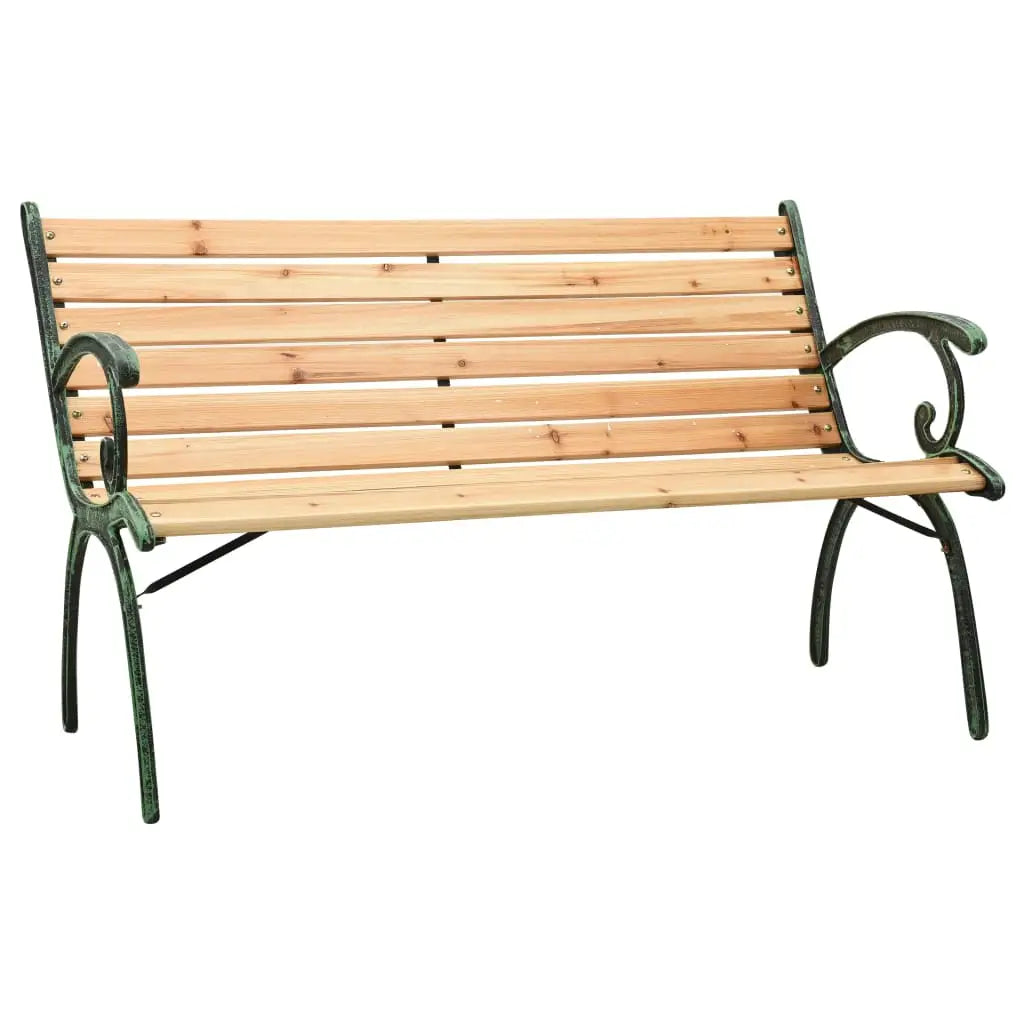 vidaXL Patio Bench 48.4’’ Cast Iron and Solid Firwood - Outdoor Bench