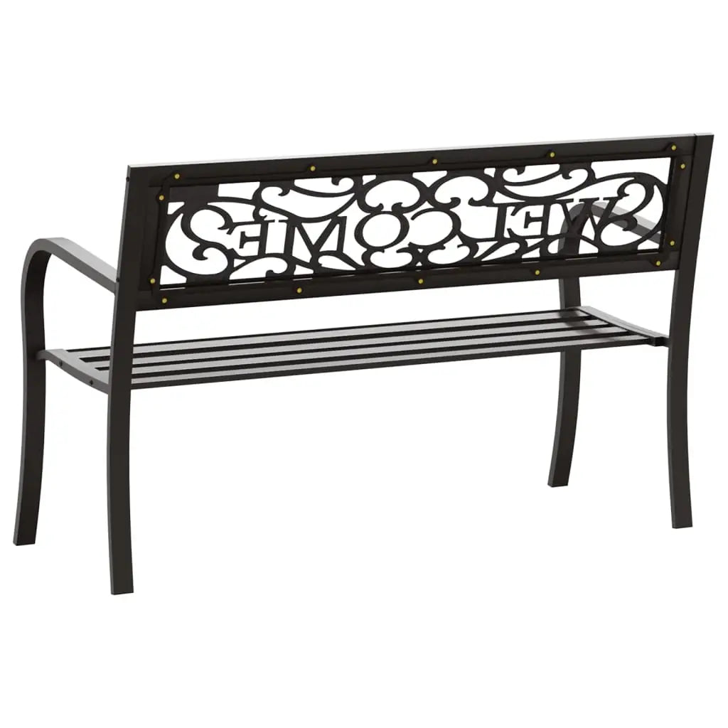 vidaXL Patio Bench 49.2’’ Steel Black - Outdoor Bench