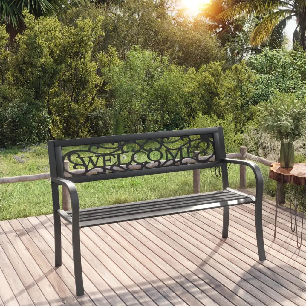 vidaXL Patio Bench 49.2’’ Steel Black - Outdoor Bench
