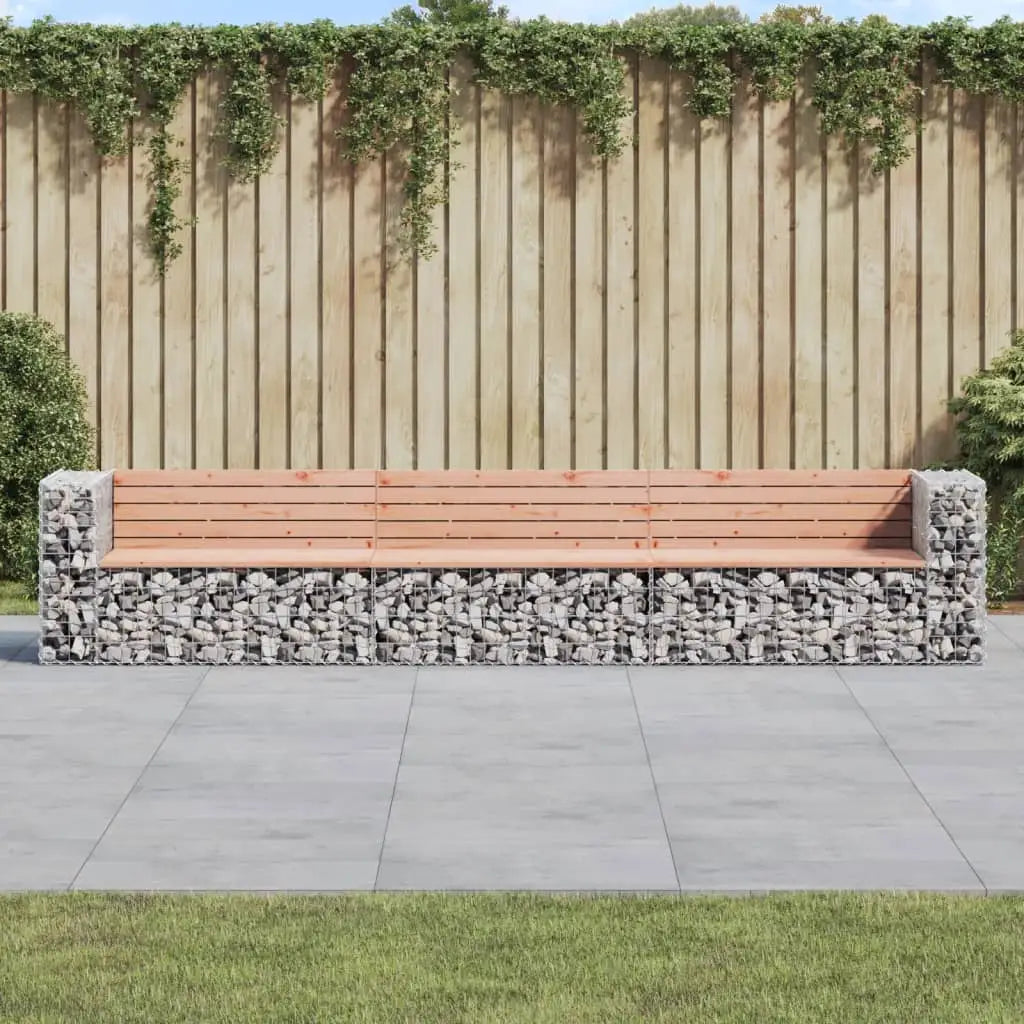 vidaXL Patio Bench Gabion Design Outdoor Seating Bench Loveseat Solid Wood - Natural douglas / 1 pcs/ piece - Outdoor