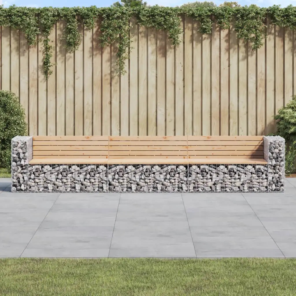 vidaXL Patio Bench Gabion Design Outdoor Seating Bench Loveseat Solid Wood - Natural pine / 1 pcs/ piece - Outdoor Bench