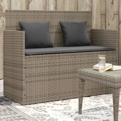 vidaXL Patio Bench with Cushions Beige Poly Rattan - Gray / 1 pcs/ piece - Patio Bench