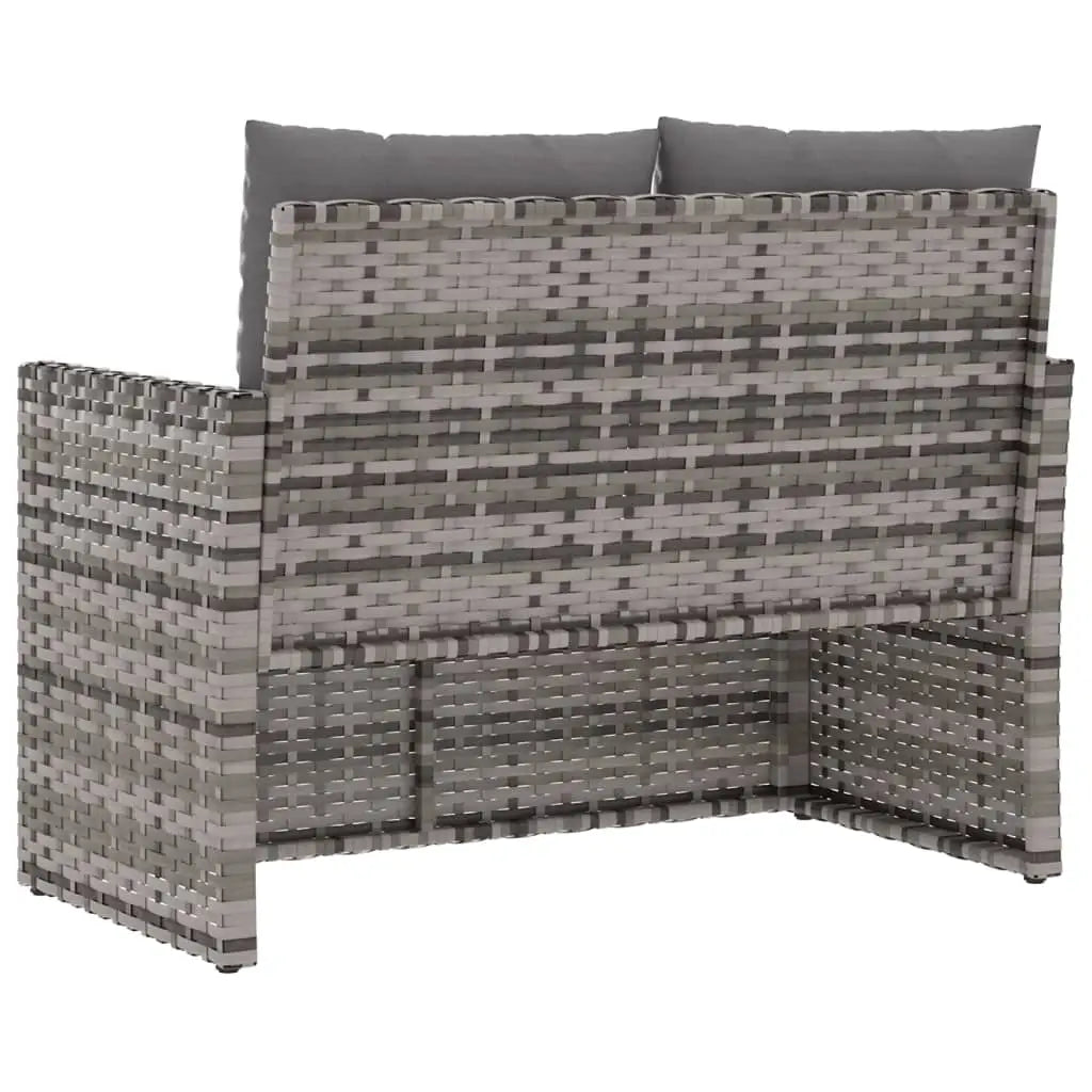 vidaXL Patio Bench with Cushions Gray 41.3’’ Poly Rattan - Patio Bench