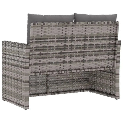 vidaXL Patio Bench with Cushions Gray 41.3’’ Poly Rattan - Patio Bench