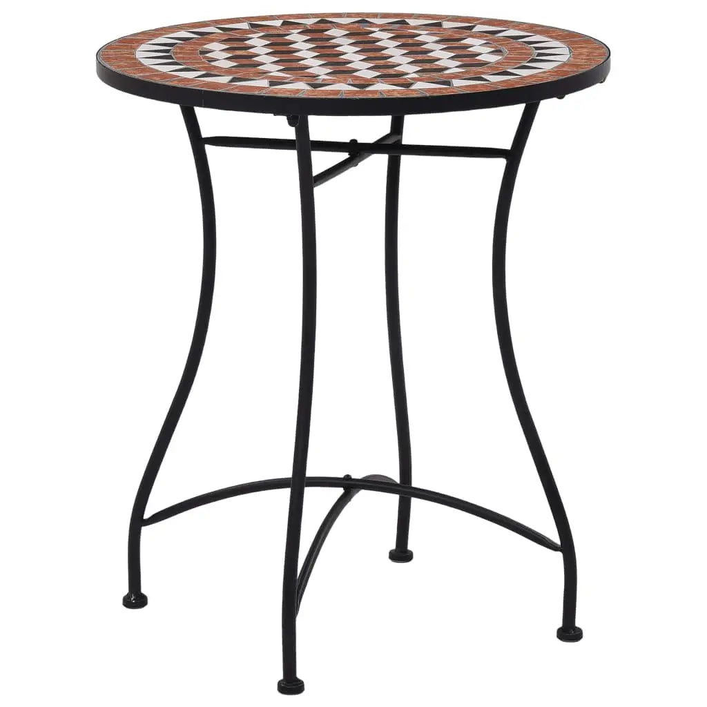 vidaXL Patio Bistro Set 3 Piece Patio Round Table Set Ceramic Tile Terracotta - Bistro Set