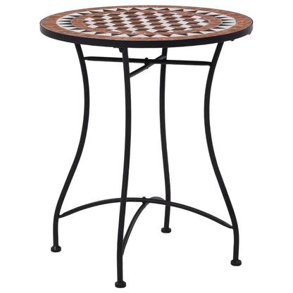 vidaXL Patio Bistro Set 3 Piece Patio Round Table Set Ceramic Tile Terracotta - Bistro Set