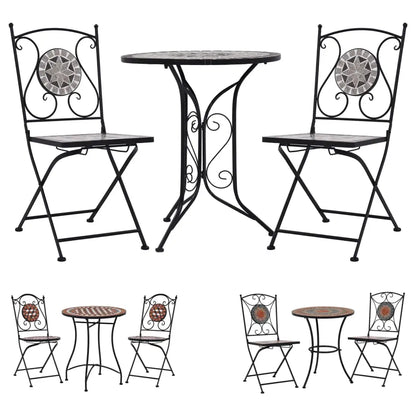 vidaXL Patio Bistro Set 3 Piece Patio Round Table Set Ceramic Tile Terracotta - Terracotta - Bistro Set