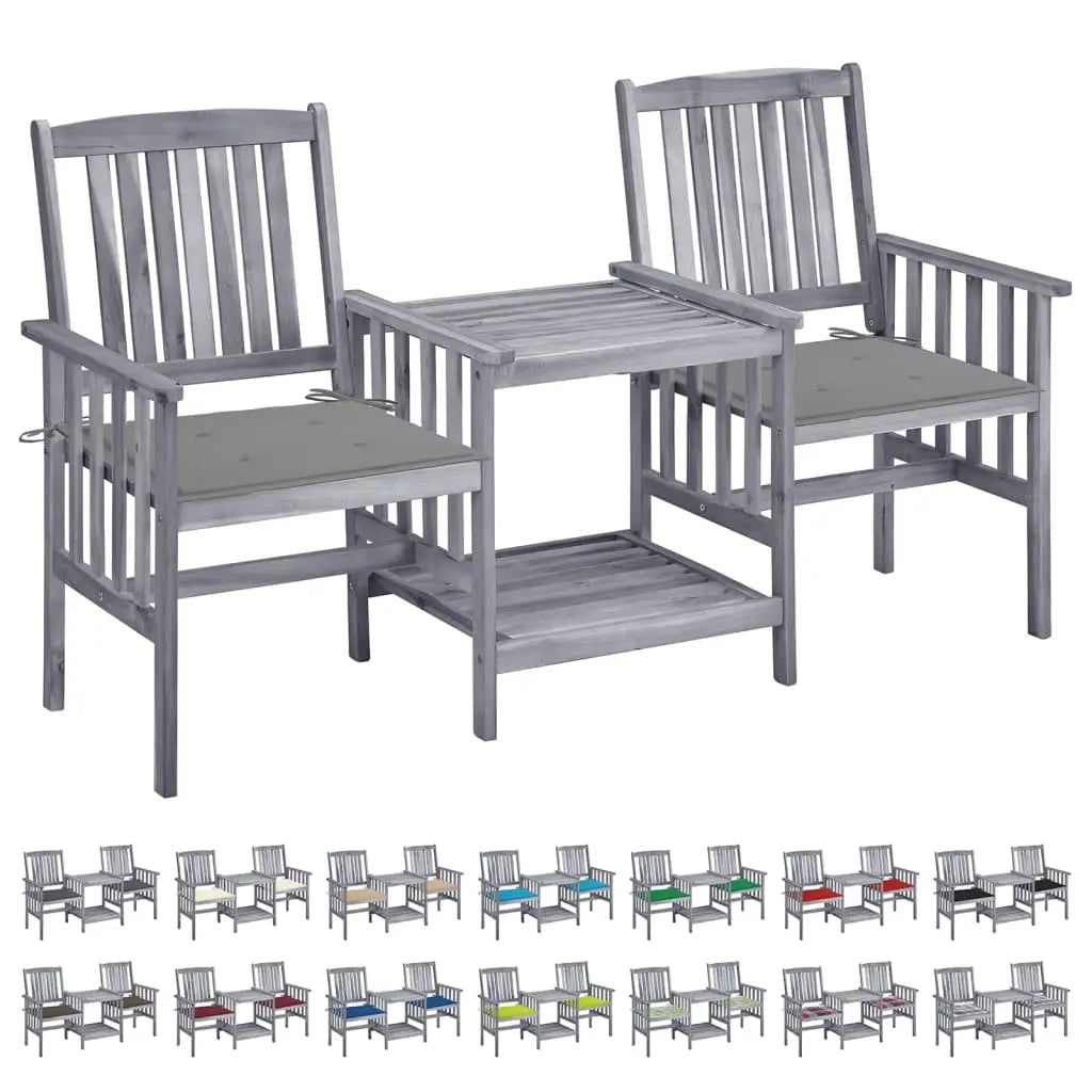 vidaXL Patio Bistro Set Table and Chairs Conversation Set Solid Acacia Wood - Anthracite - Bistro Set