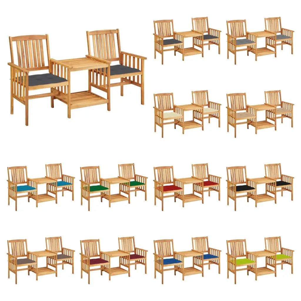 vidaXL Patio Bistro Set Table and Chairs Conversation Set Solid Acacia Wood - Anthracite - Outdoor Furniture Set