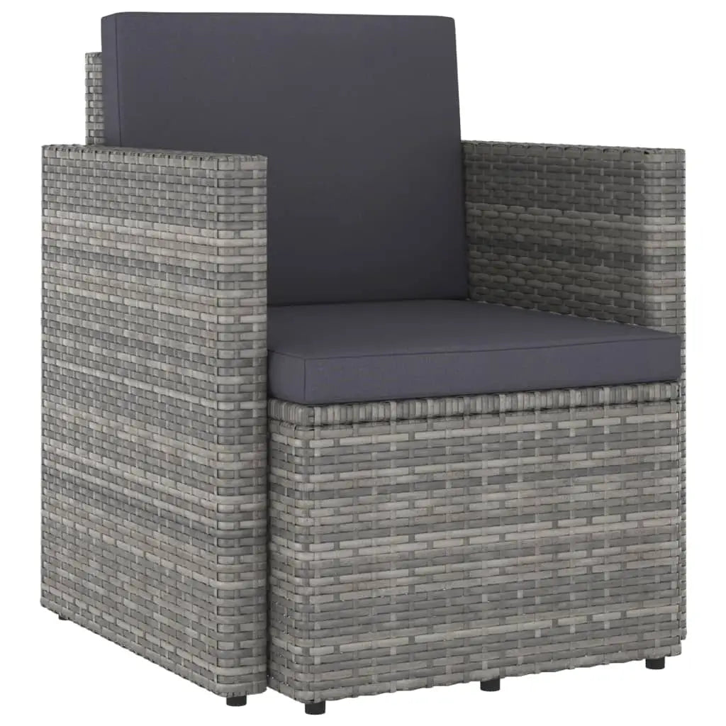 vidaXL Patio Chair All Weather Outdoor Furniture with Cushions Poly Rattan - Gray - Outdoor Chairs