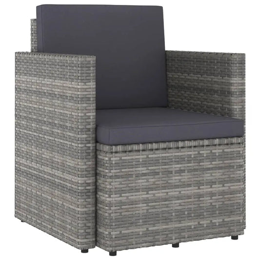 vidaXL Patio Chair All Weather Outdoor Furniture with Cushions Poly Rattan - Gray - Outdoor Chairs