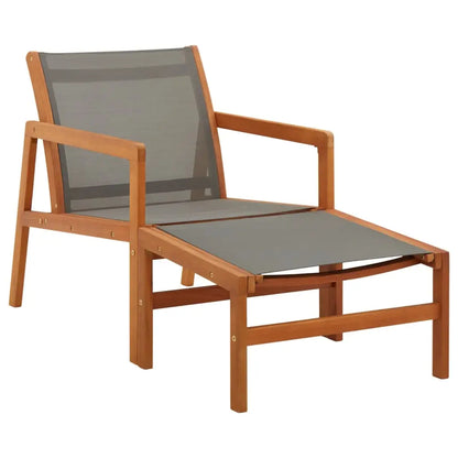 vidaXL Patio Chair Lounge Chair with Footrest Solid Wood Eucalyptus&Textilene - Lounge Chair