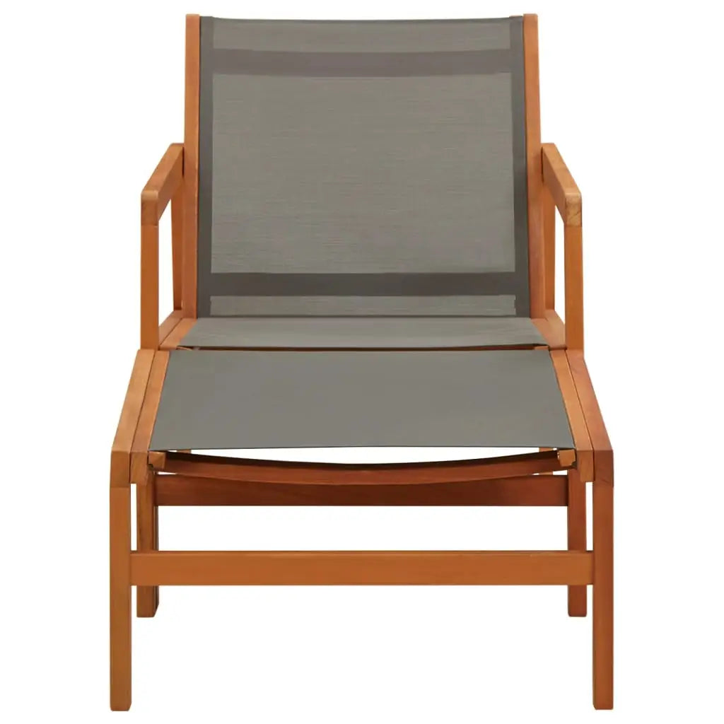 vidaXL Patio Chair Lounge Chair with Footrest Solid Wood Eucalyptus&Textilene - Lounge Chair