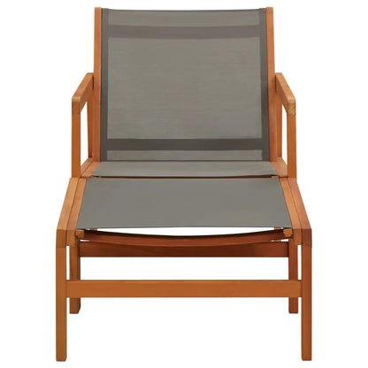 vidaXL Patio Chair Lounge Chair with Footrest Solid Wood Eucalyptus&Textilene - Lounge Chair