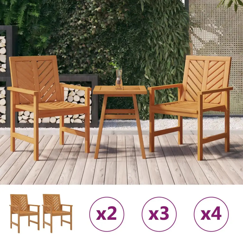vidaXL Patio Chair Outdoor Patio Furniture Dining Chair Solid Wood Acacia - Dining Chair