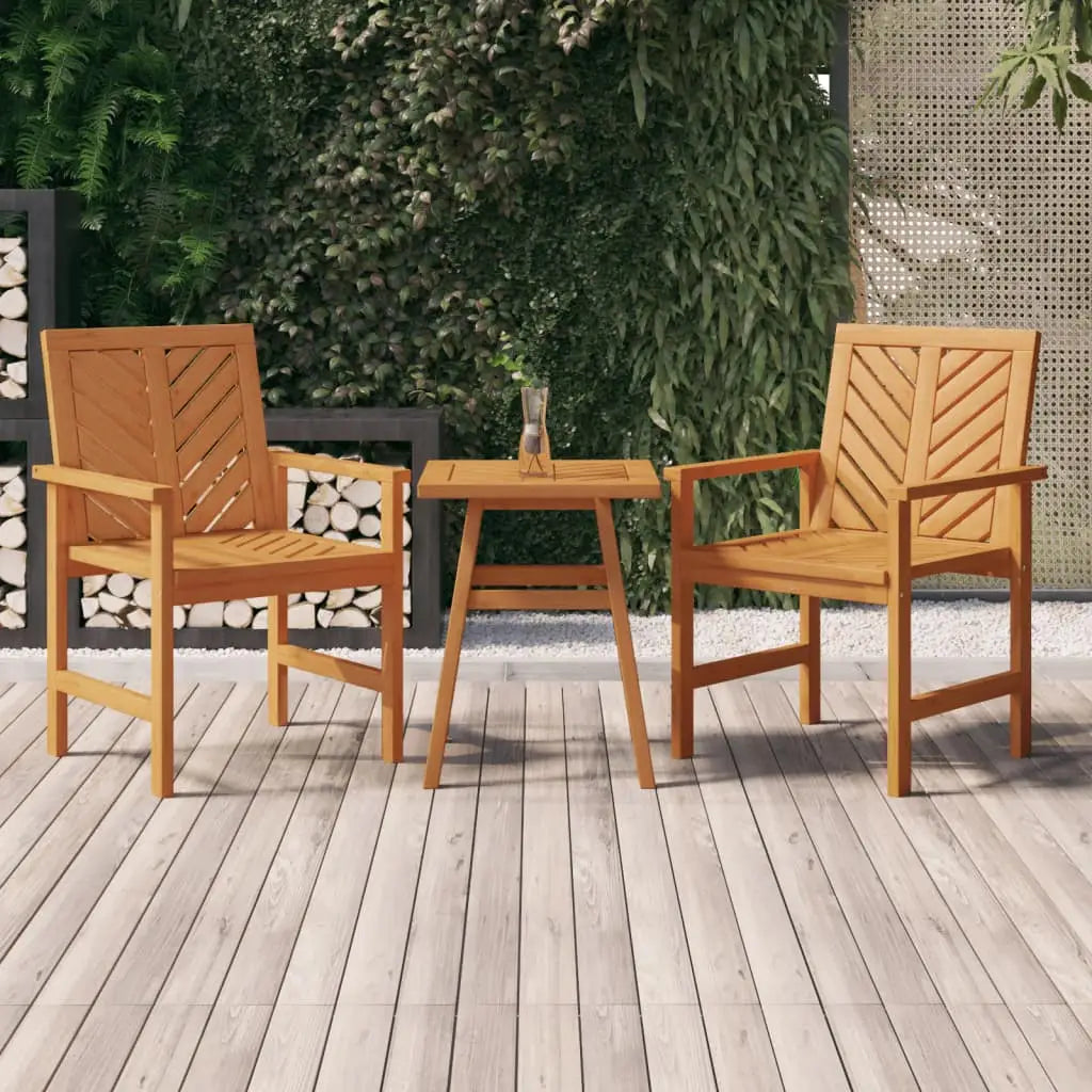 vidaXL Patio Chair Outdoor Patio Furniture Dining Chair Solid Wood Acacia - 2 pcs - Dining Chair
