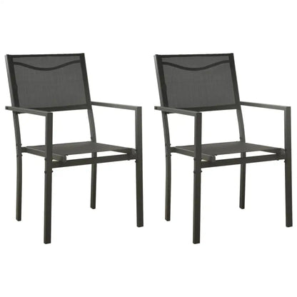 vidaXL Patio Chair Outdoor Seating Patio Furniture Textilene and Steel Black - Outdoor Chair