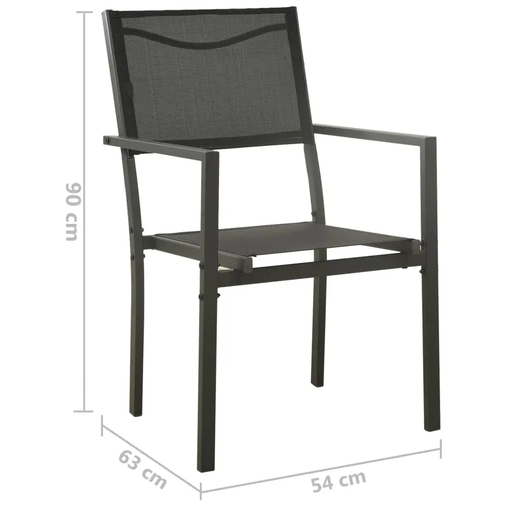 vidaXL Patio Chair Outdoor Seating Patio Furniture Textilene and Steel Black - Outdoor Chair