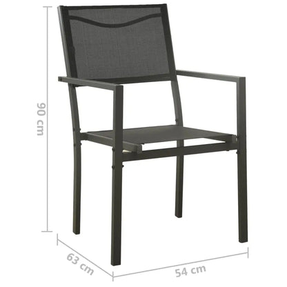 vidaXL Patio Chair Outdoor Seating Patio Furniture Textilene and Steel Black - Outdoor Chair