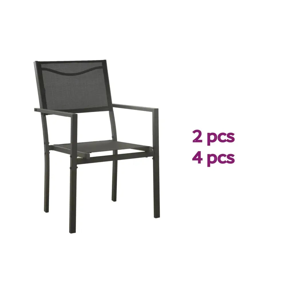 vidaXL Patio Chair Outdoor Seating Patio Furniture Textilene and Steel Black - 2 - Outdoor Chair
