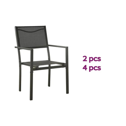 vidaXL Patio Chair Outdoor Seating Patio Furniture Textilene and Steel Black - 2 - Outdoor Chair