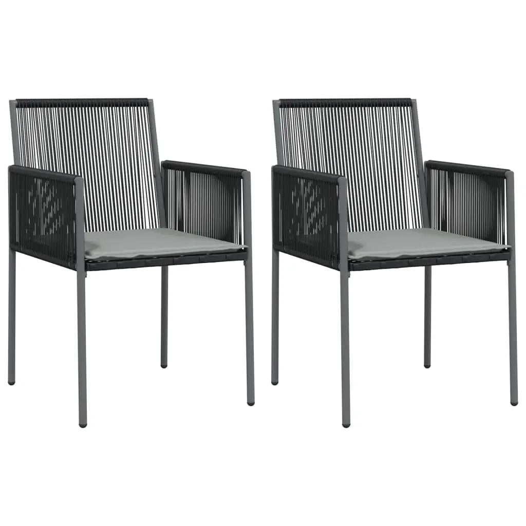 vidaXL Patio Chair Outdoor Chair with Cushions Patio Set Black Poly Rattan - Outdoor Chairs