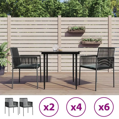 vidaXL Patio Chair Outdoor Chair with Cushions Patio Set Black Poly Rattan - Outdoor Chairs