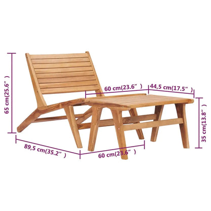vidaXL Patio Chair with Footrest Solid Teak Wood - Patio Chair