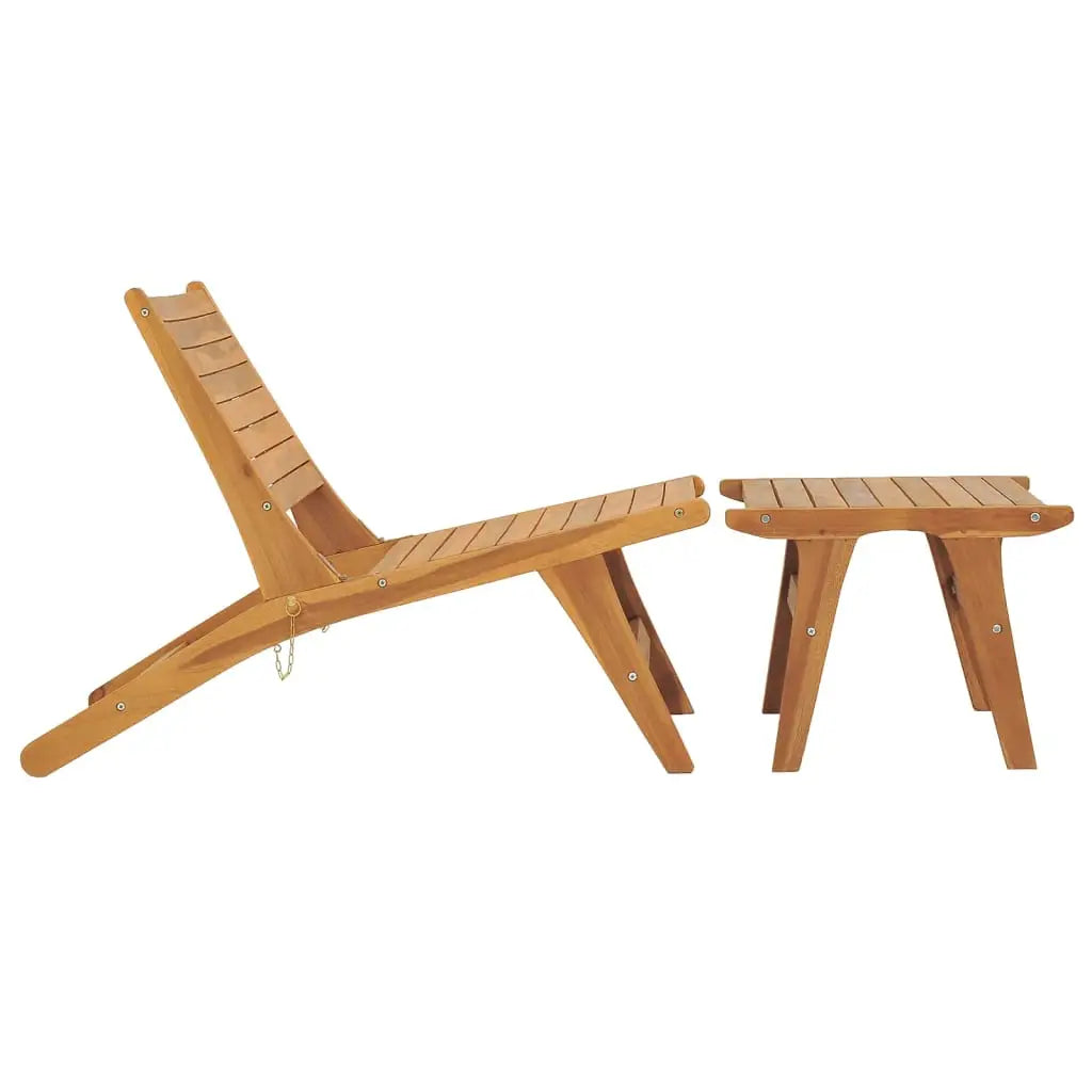vidaXL Patio Chair with Footrest Solid Teak Wood - Patio Chair