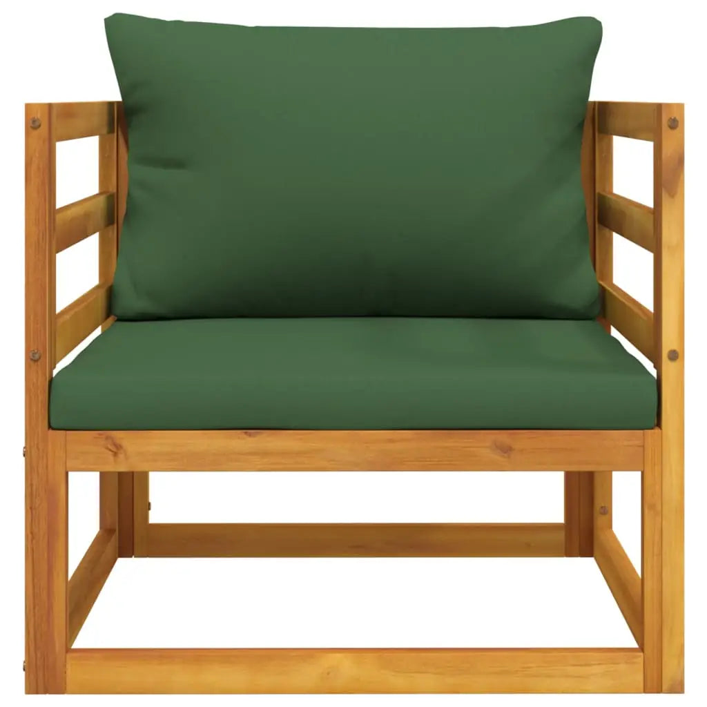 vidaXL Patio Chair with Green Cushions Solid Wood Acacia - Patio Chair
