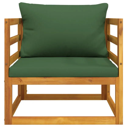 vidaXL Patio Chair with Green Cushions Solid Wood Acacia - Patio Chair