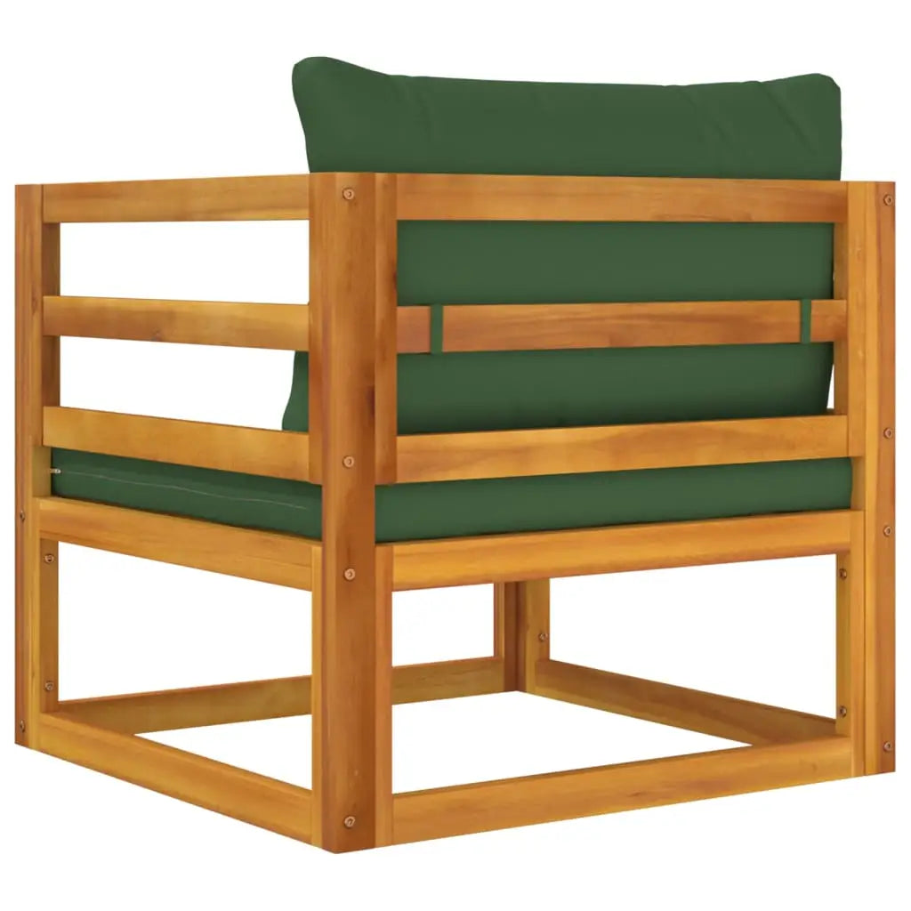 vidaXL Patio Chair with Green Cushions Solid Wood Acacia - Patio Chair