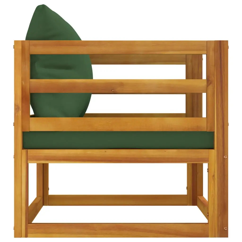vidaXL Patio Chair with Green Cushions Solid Wood Acacia - Patio Chair