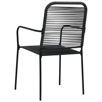 vidaXL Patio Chairs 2 pcs Cotton Rope and Steel Black - Outdoor Chairs