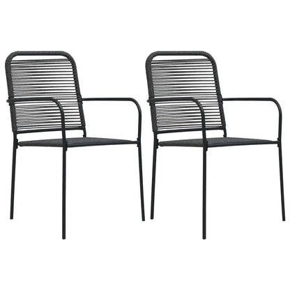 vidaXL Patio Chairs 2 pcs Cotton Rope and Steel Black - Outdoor Chairs