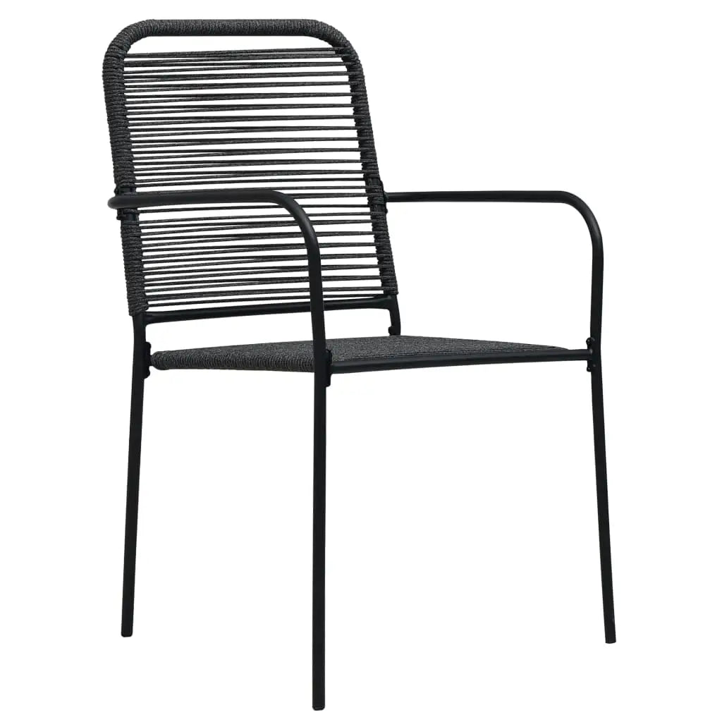 vidaXL Patio Chairs 2 pcs Cotton Rope and Steel Black - Outdoor Chairs