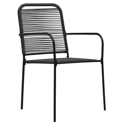 vidaXL Patio Chairs 2 pcs Cotton Rope and Steel Black - Outdoor Chairs