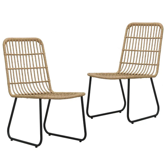 vidaXL Patio Chairs 2 Pcs Modern Dining Chair for Outdoor Balcony Poly Rattan - Outdoor Chairs