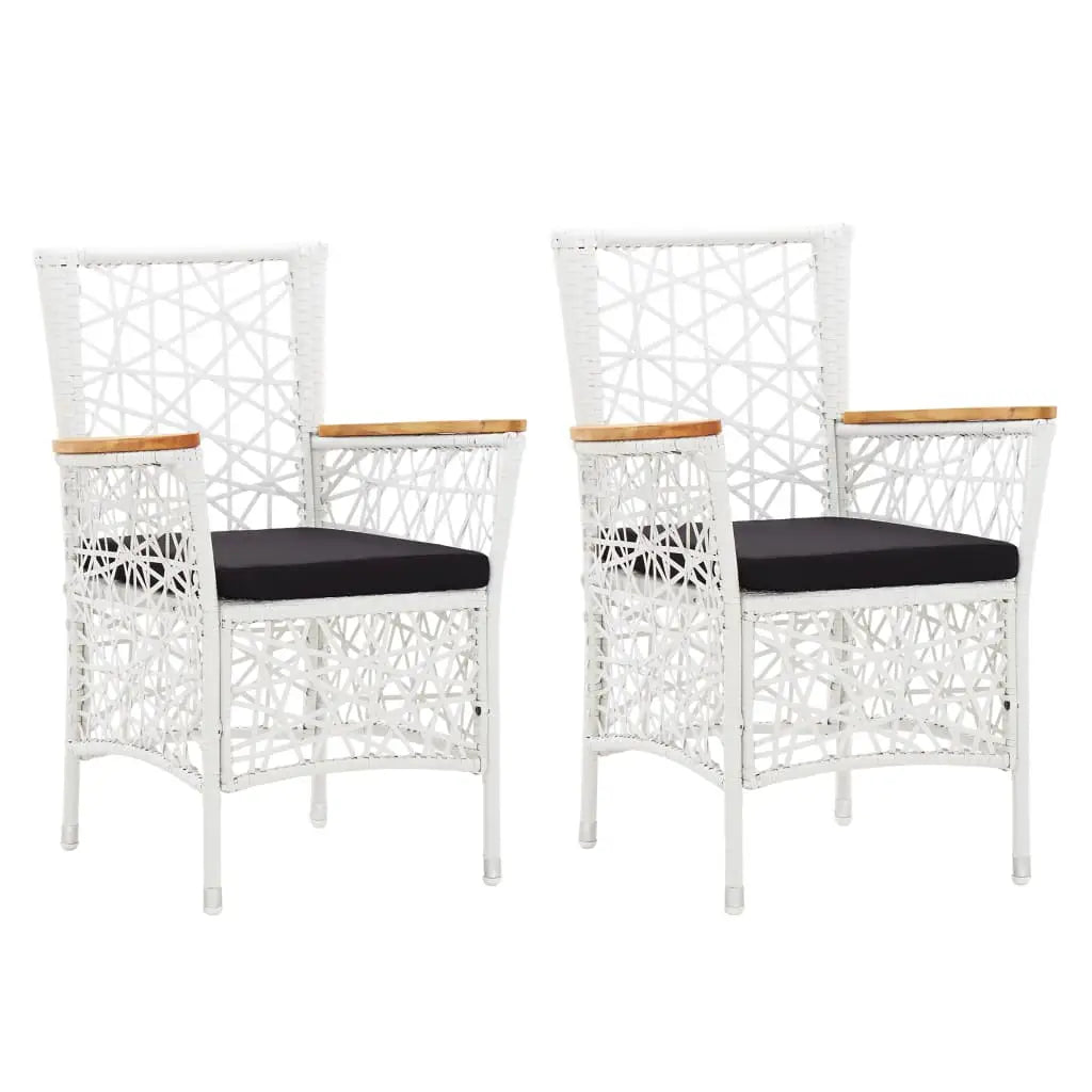 vidaXL Patio Chairs 2 Pcs Patio Rattan Dining Chair with Cushions Poly Rattan - Gray - Outdoor Chairs