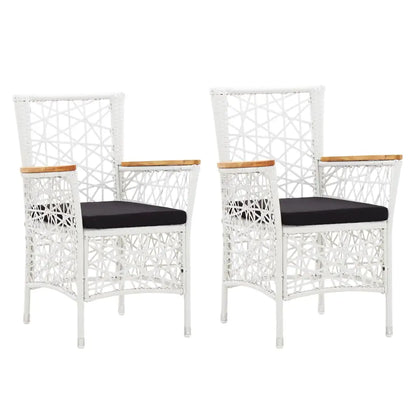 vidaXL Patio Chairs 2 Pcs Patio Rattan Dining Chair with Cushions Poly Rattan - Gray - Outdoor Chairs