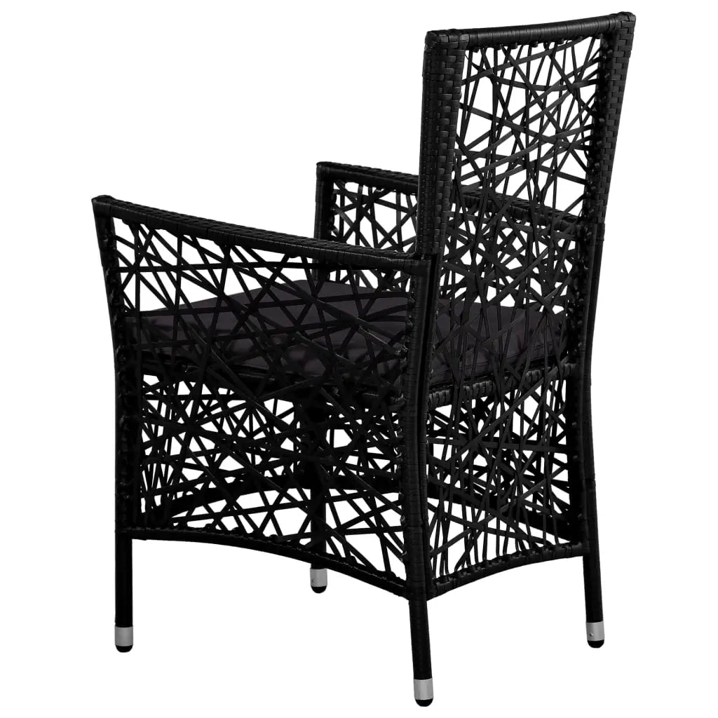 vidaXL Patio Chairs 2 Pcs Patio Rattan Dining Chair with Cushions Poly Rattan - Gray - Outdoor Chairs