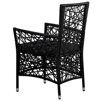 vidaXL Patio Chairs 2 Pcs Patio Rattan Dining Chair with Cushions Poly Rattan - Gray - Outdoor Chairs